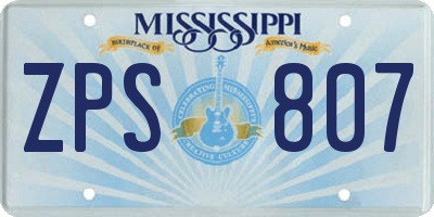 MS license plate ZPS807