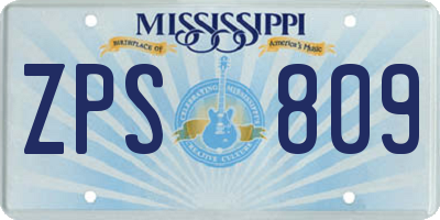 MS license plate ZPS809