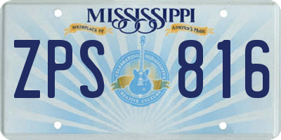 MS license plate ZPS816