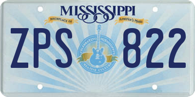 MS license plate ZPS822