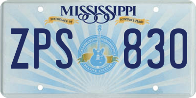 MS license plate ZPS830