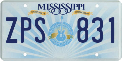 MS license plate ZPS831