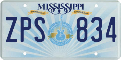 MS license plate ZPS834