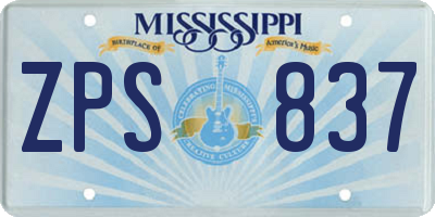 MS license plate ZPS837