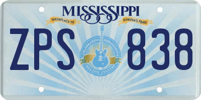 MS license plate ZPS838