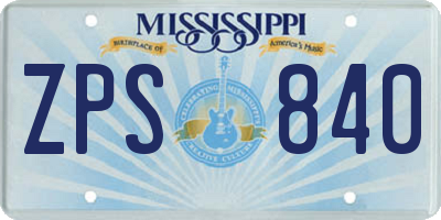 MS license plate ZPS840