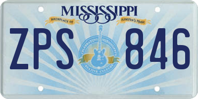 MS license plate ZPS846