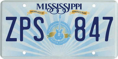 MS license plate ZPS847