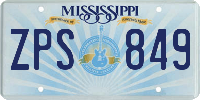 MS license plate ZPS849