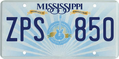 MS license plate ZPS850