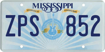 MS license plate ZPS852