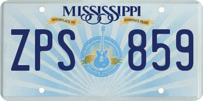 MS license plate ZPS859