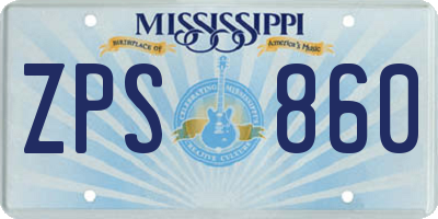 MS license plate ZPS860