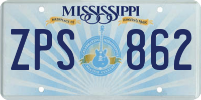 MS license plate ZPS862