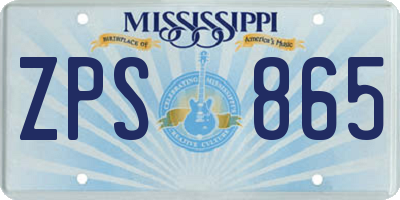 MS license plate ZPS865