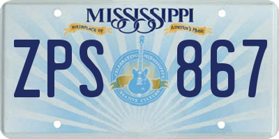 MS license plate ZPS867