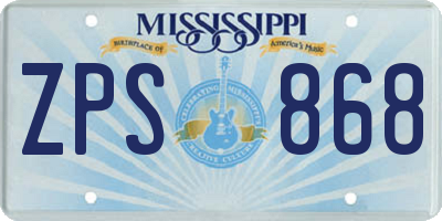 MS license plate ZPS868