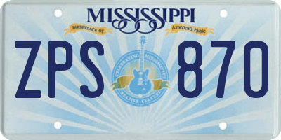 MS license plate ZPS870