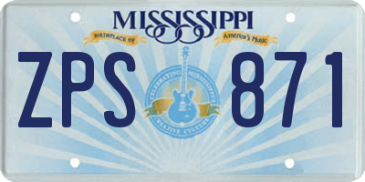 MS license plate ZPS871
