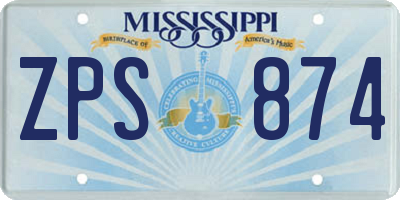 MS license plate ZPS874
