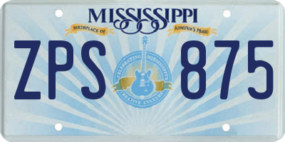 MS license plate ZPS875