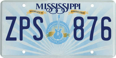 MS license plate ZPS876