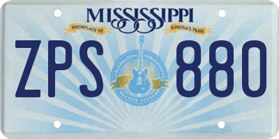 MS license plate ZPS880