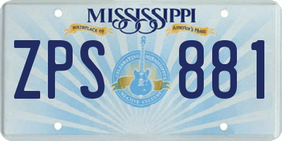 MS license plate ZPS881