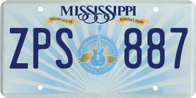 MS license plate ZPS887