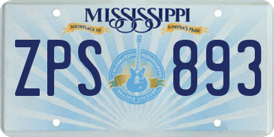 MS license plate ZPS893