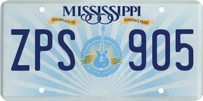 MS license plate ZPS905