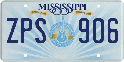 MS license plate ZPS906