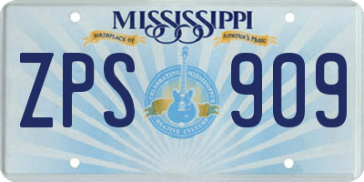 MS license plate ZPS909