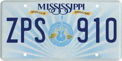 MS license plate ZPS910