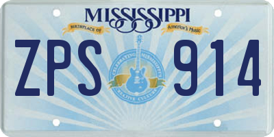 MS license plate ZPS914