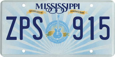 MS license plate ZPS915