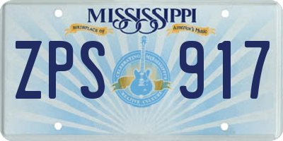 MS license plate ZPS917