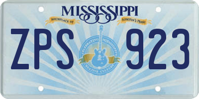 MS license plate ZPS923