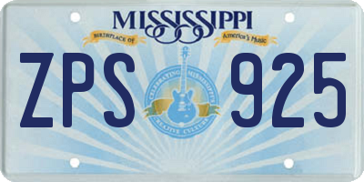 MS license plate ZPS925
