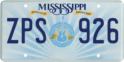 MS license plate ZPS926