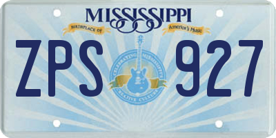 MS license plate ZPS927