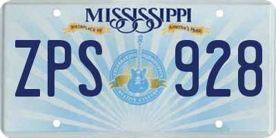 MS license plate ZPS928