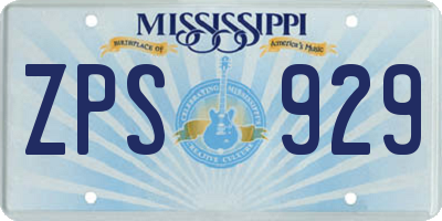 MS license plate ZPS929
