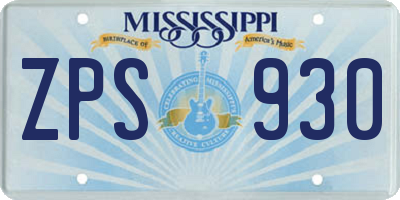 MS license plate ZPS930