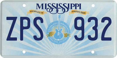 MS license plate ZPS932