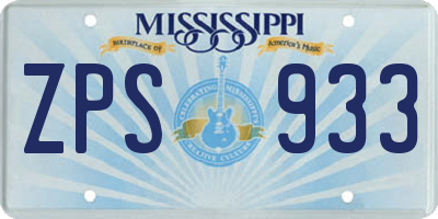 MS license plate ZPS933