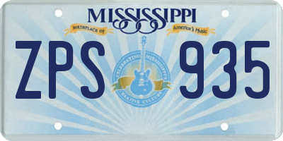 MS license plate ZPS935