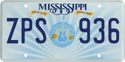 MS license plate ZPS936