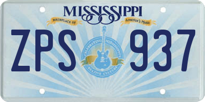 MS license plate ZPS937