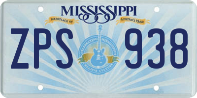 MS license plate ZPS938
